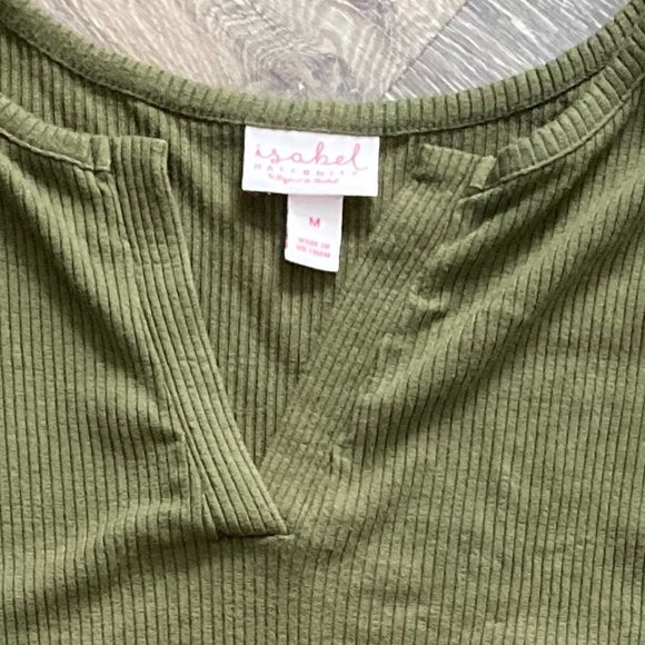 Isabel Maternity Green Ribbed Sleeveless Henley Dress Size M - Picture 4 of 4